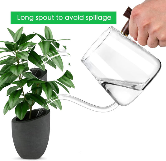 Watering Can Indoor Plants, 27 OZ Glass Watering Can, Long Curved Spout