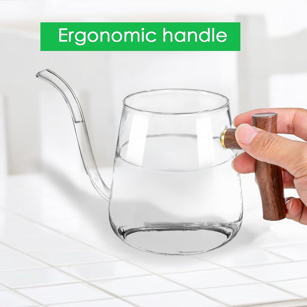 Watering Can Indoor Plants, 27 OZ Glass Watering Can, Long Curved Spout