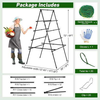 whiffee 7.3FT Cucumber Trellis for Raised Bed, Garden Arch Trellis with Net