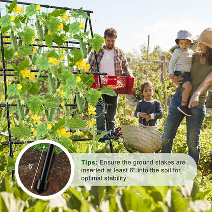 whiffee 7.3FT Cucumber Trellis for Raised Bed, Garden Arch Trellis with Net