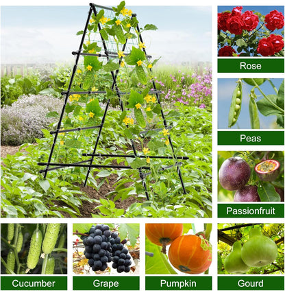 whiffee 7.3FT Cucumber Trellis for Raised Bed, Garden Arch Trellis with Net