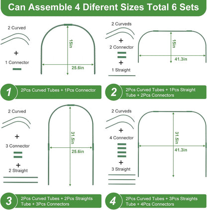 Greenhouse Hoops for Raised beds ,8 Sets Garden Hoops of 41.3'' x 31.5'' Detachable Rust-Free Garden Tunnel for Garden Fabric,Garden Hoops Grow Tunnel, DIY Plant Support Garden Stakes