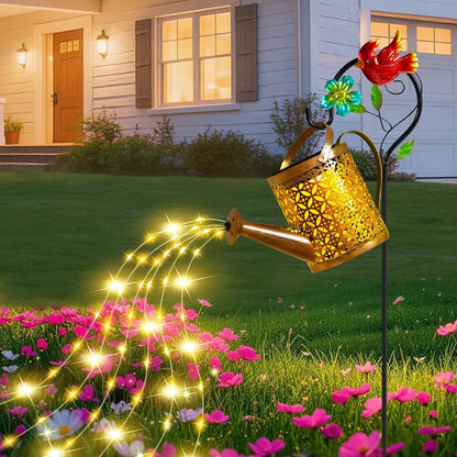 Solar Garden Lights Outdoor Decor, Butterfly Watering Can Shepherd Hook