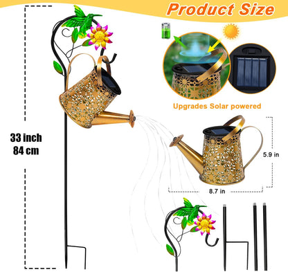 Solar Garden Lights Outdoor Decor, Butterfly Watering Can Shepherd Hook