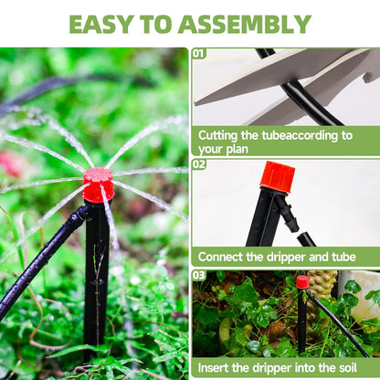 Quick-Connect 200FT Drip Irrigation System Kit, Automatic Garden Plant Watering System for Greenhouse, Yard, Lawn, with 1/2 inch 1/4 inch Irrigation Tubing Hose and Accessories