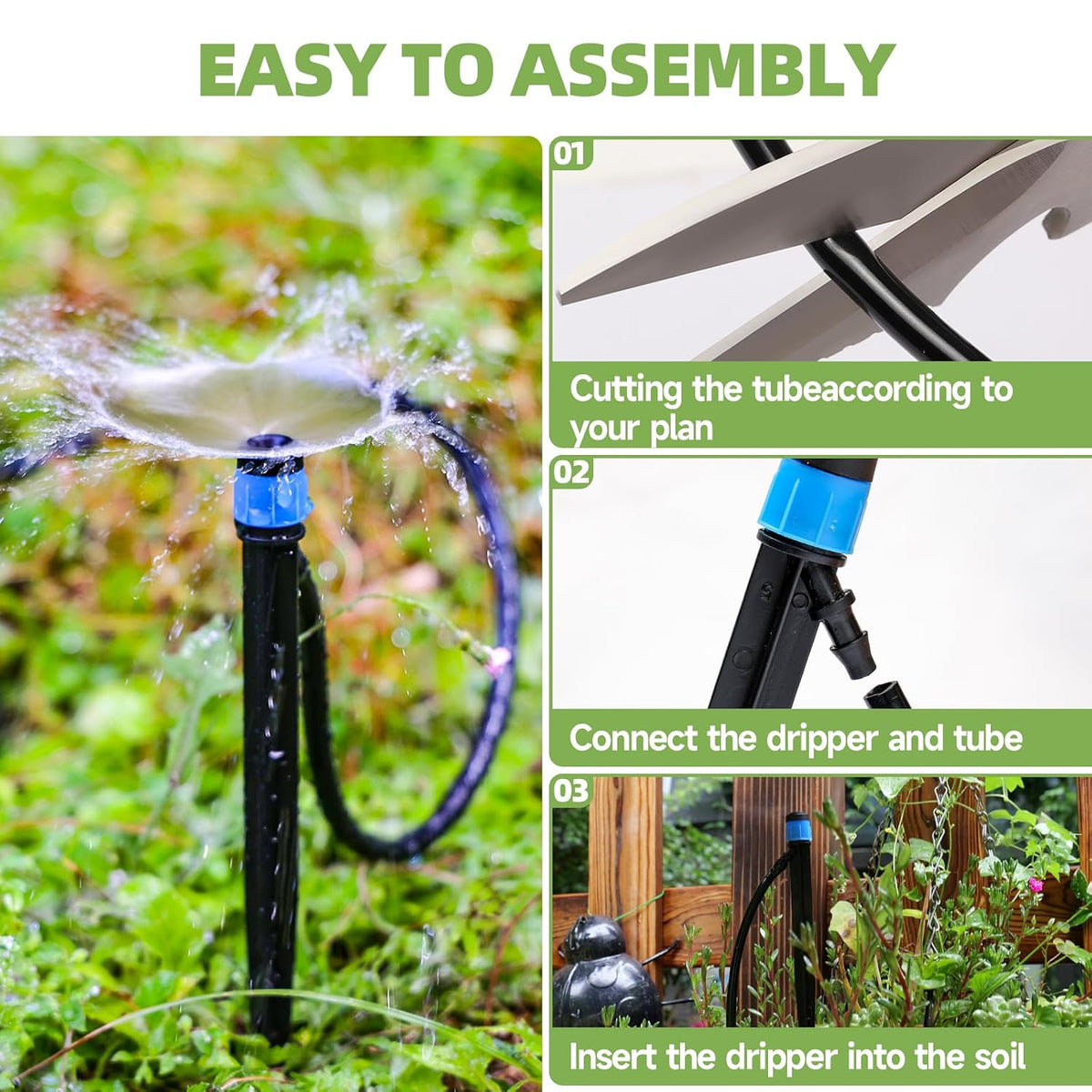 Quick-Connect 200FT Drip Irrigation System Kit, Automatic Garden Plant Watering System for Greenhouse, Yard, Lawn, with 1/2 inch 1/4 inch Irrigation Tubing Hose and Accessories