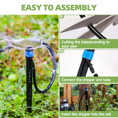 Quick-Connect 200FT Drip Irrigation System Kit, Automatic Garden Plant Watering System for Greenhouse, Yard, Lawn, with 1/2 inch 1/4 inch Irrigation Tubing Hose and Accessories