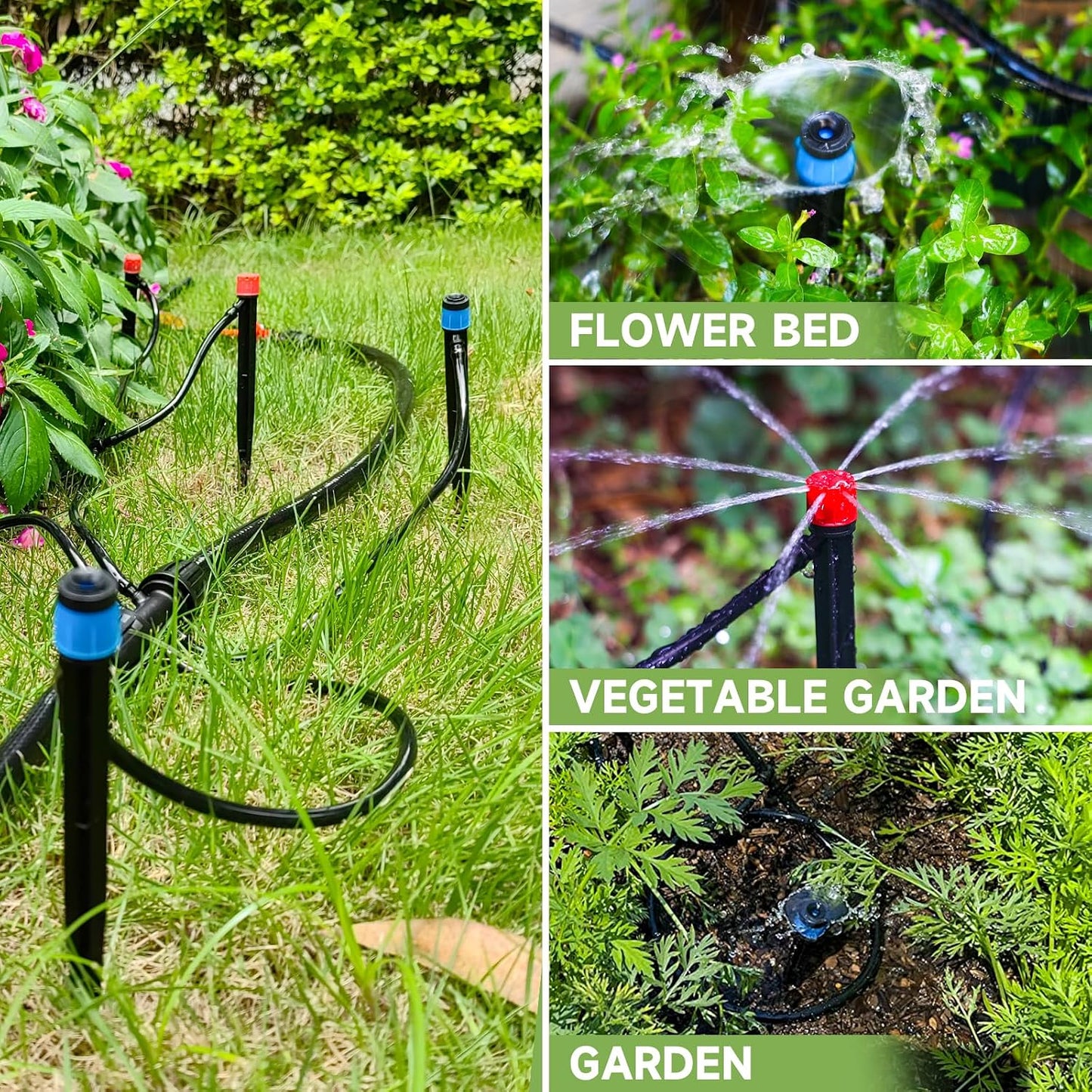 Quick-Connect 200FT Drip Irrigation System Kit, Automatic Garden Plant Watering System for Greenhouse, Yard, Lawn, with 1/2 inch 1/4 inch Irrigation Tubing Hose and Accessories
