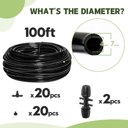 Quick-Connect 200FT Drip Irrigation System Kit, Automatic Garden Plant Watering System for Greenhouse, Yard, Lawn, with 1/2 inch 1/4 inch Irrigation Tubing Hose and Accessories