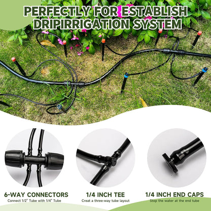 Quick-Connect 200FT Drip Irrigation System Kit, Automatic Garden Plant Watering System for Greenhouse, Yard, Lawn, with 1/2 inch 1/4 inch Irrigation Tubing Hose and Accessories