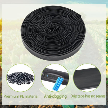 100 ft 5/8" Drip Irrigation Tape Kit Emitter Spacing 6" with 20PCS Drip Tape Connectors and 20PCS Drip Tape Row Ends Automatic Equipment for Garden Irrigation Wall Thickness : 15 mil 0.53GPH