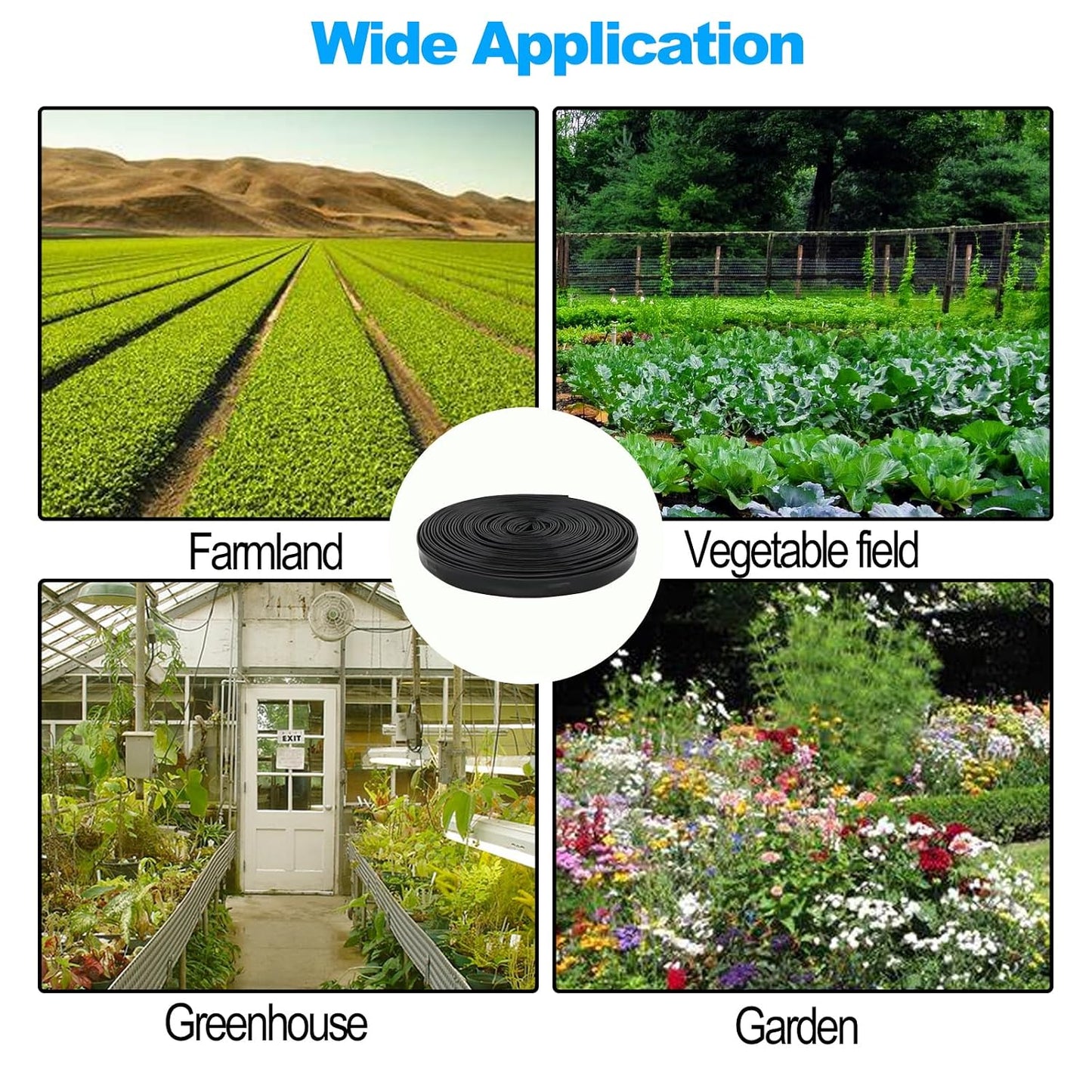 100 ft 5/8" Drip Irrigation Tape Kit Emitter Spacing 6" with 20PCS Drip Tape Connectors and 20PCS Drip Tape Row Ends Automatic Equipment for Garden Irrigation Wall Thickness : 15 mil 0.53GPH