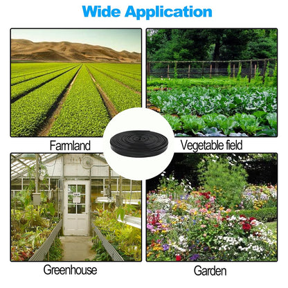 100 ft 5/8" Drip Irrigation Tape Kit Emitter Spacing 6" with 20PCS Drip Tape Connectors and 20PCS Drip Tape Row Ends Automatic Equipment for Garden Irrigation Wall Thickness : 15 mil 0.53GPH