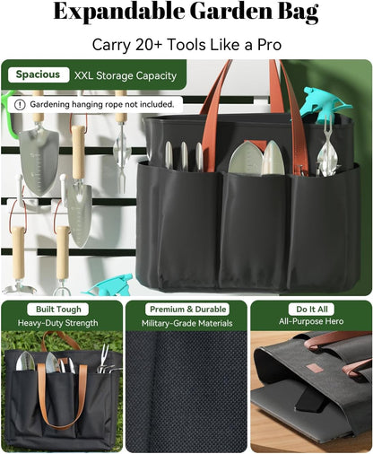 9-Piece Garden Tool Set - Heavy Duty Gardening Hand Tools with Ergonomic Non-Slip Grips, Rust-Resistant Shovel, Trowel, Rake, Pruner & Storage Bag - Ideal Gardening Gifts for Women