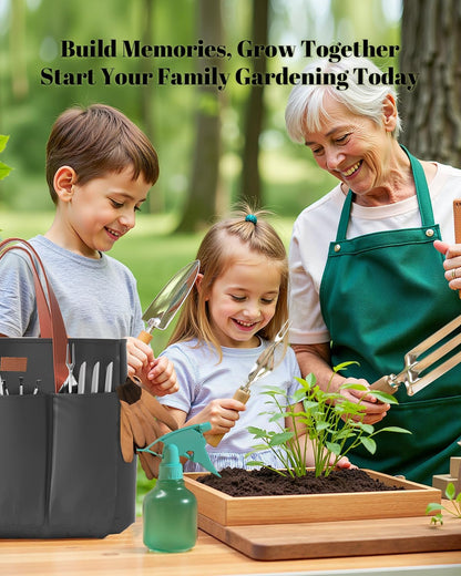 9-Piece Garden Tool Set - Heavy Duty Gardening Hand Tools with Ergonomic Non-Slip Grips, Rust-Resistant Shovel, Trowel, Rake, Pruner & Storage Bag - Ideal Gardening Gifts for Women