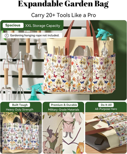 9-Piece Garden Tool Set - Heavy Duty Gardening Hand Tools with Ergonomic Non-Slip Grips, Rust-Resistant Shovel, Trowel, Rake, Pruner & Storage Bag - Ideal Gardening Gifts for Women