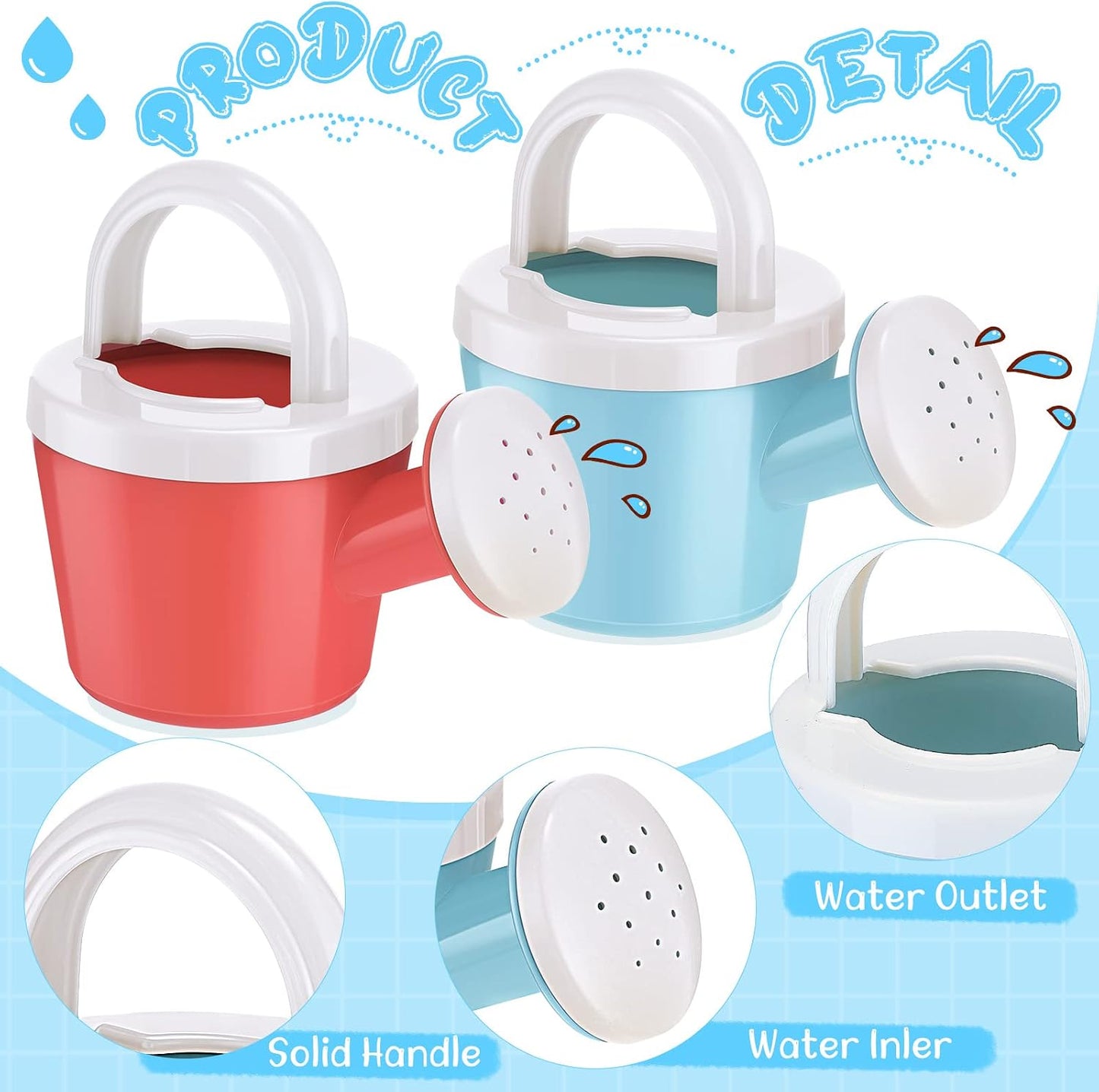 12 Pcs Mini Plastic Watering Cans with Handle,Vivid Style