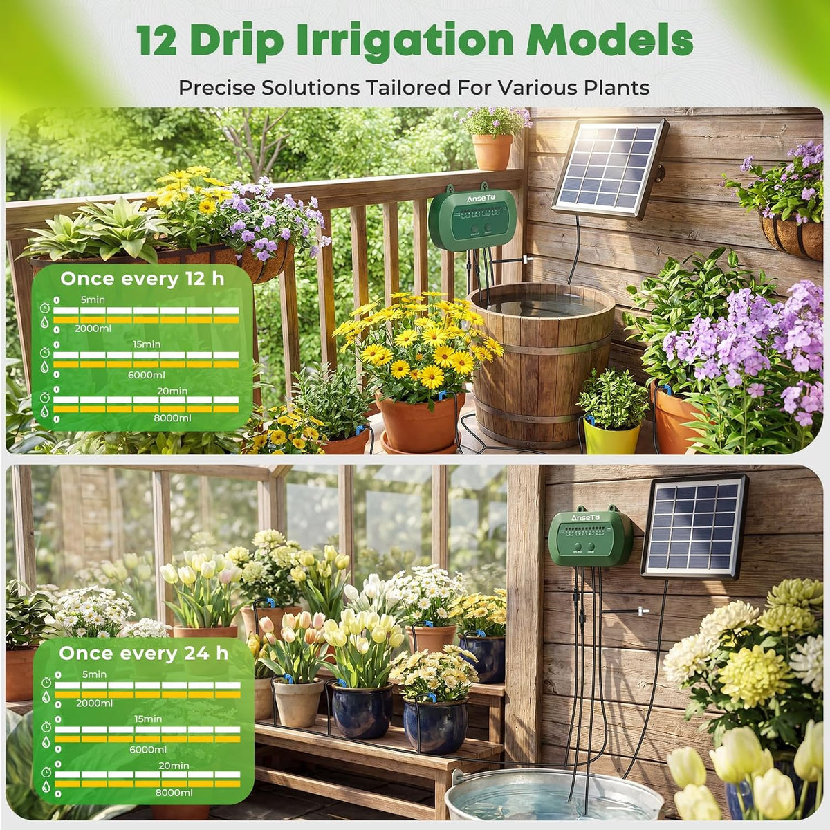 Solar Drip Irrigation System, Split Automatic Watering for Balcony