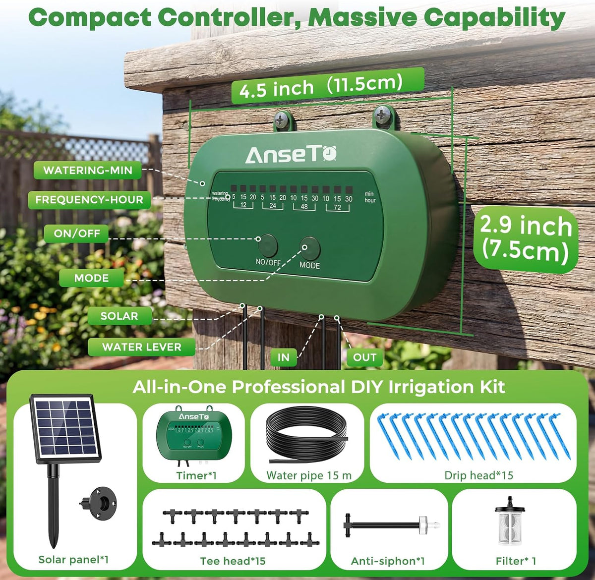 Solar Drip Irrigation System, Split Automatic Watering for Balcony
