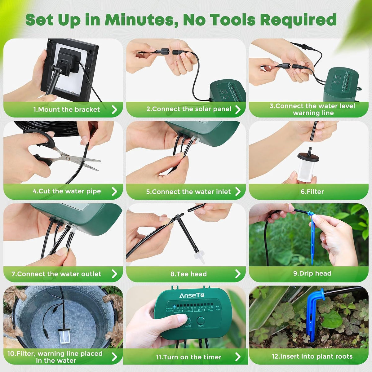 Solar Drip Irrigation System, Split Automatic Watering for Balcony