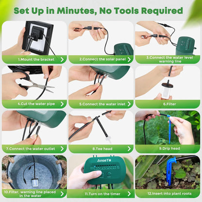Solar Drip Irrigation System, Split Automatic Watering for Balcony
