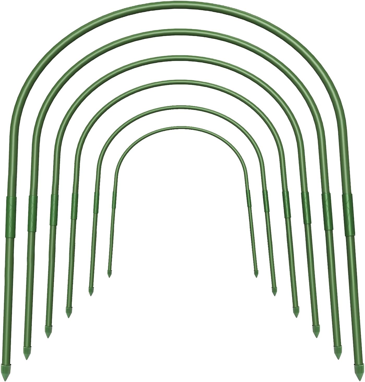 6Pcs Garden Hoops, 19.7"x23.6" Greenhouse Hoops Rust-Free Grow Tunnel, Garden Stake with Plastic Coated Plant Supports for Raised Beds Row Cover Garden Fabric