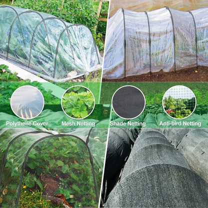 6Pcs Garden Hoops, 19.7"x23.6" Greenhouse Hoops Rust-Free Grow Tunnel, Garden Stake with Plastic Coated Plant Supports for Raised Beds Row Cover Garden Fabric