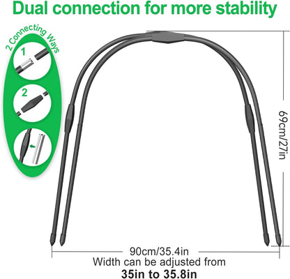 6Pcs Garden Hoops, 19.7"x23.6" Greenhouse Hoops Rust-Free Grow Tunnel, Garden Stake with Plastic Coated Plant Supports for Raised Beds Row Cover Garden Fabric