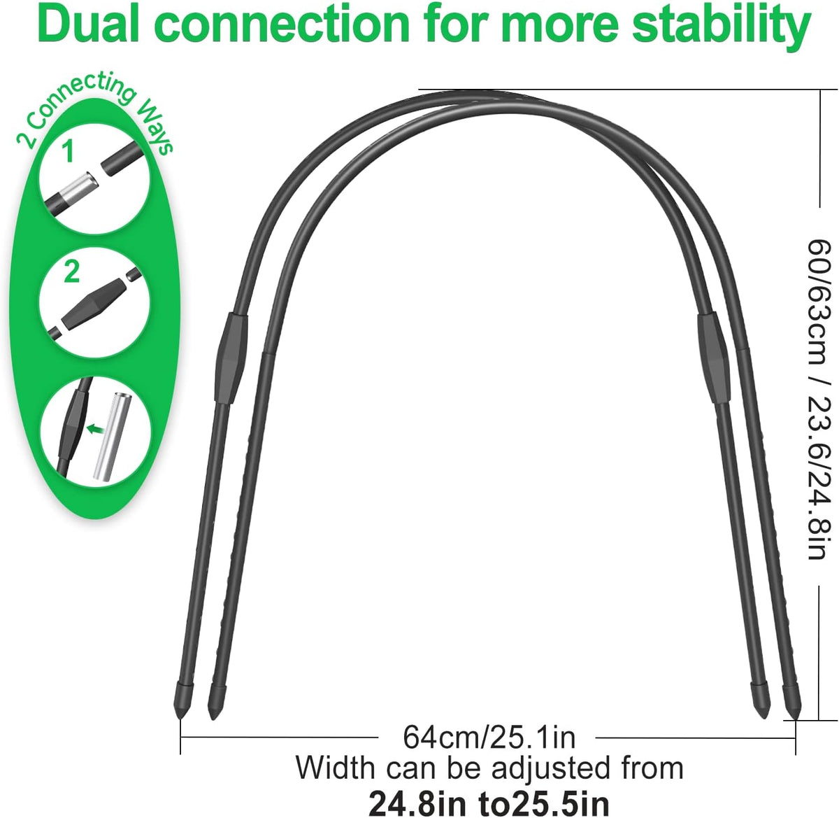 6Pcs Garden Hoops, 19.7"x23.6" Greenhouse Hoops Rust-Free Grow Tunnel, Garden Stake with Plastic Coated Plant Supports for Raised Beds Row Cover Garden Fabric