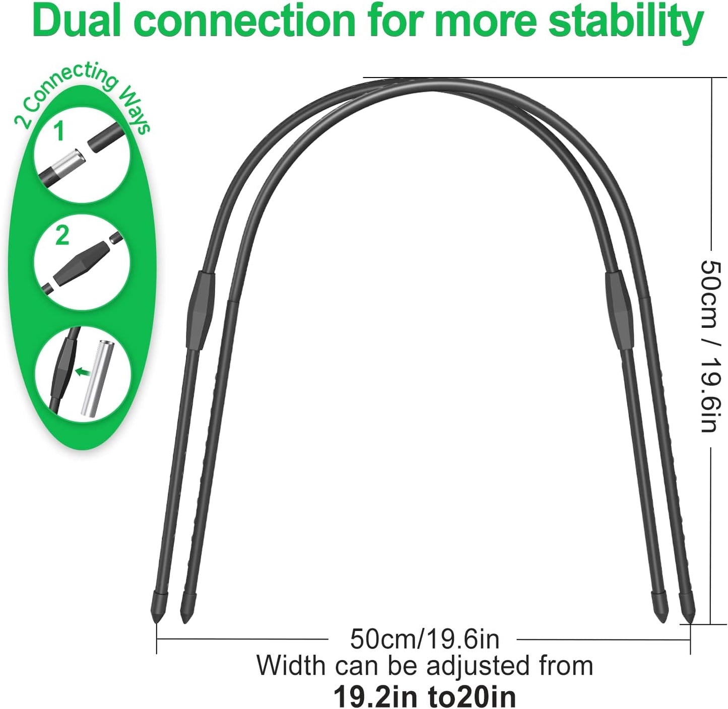 6Pcs Garden Hoops, 19.7"x23.6" Greenhouse Hoops Rust-Free Grow Tunnel, Garden Stake with Plastic Coated Plant Supports for Raised Beds Row Cover Garden Fabric