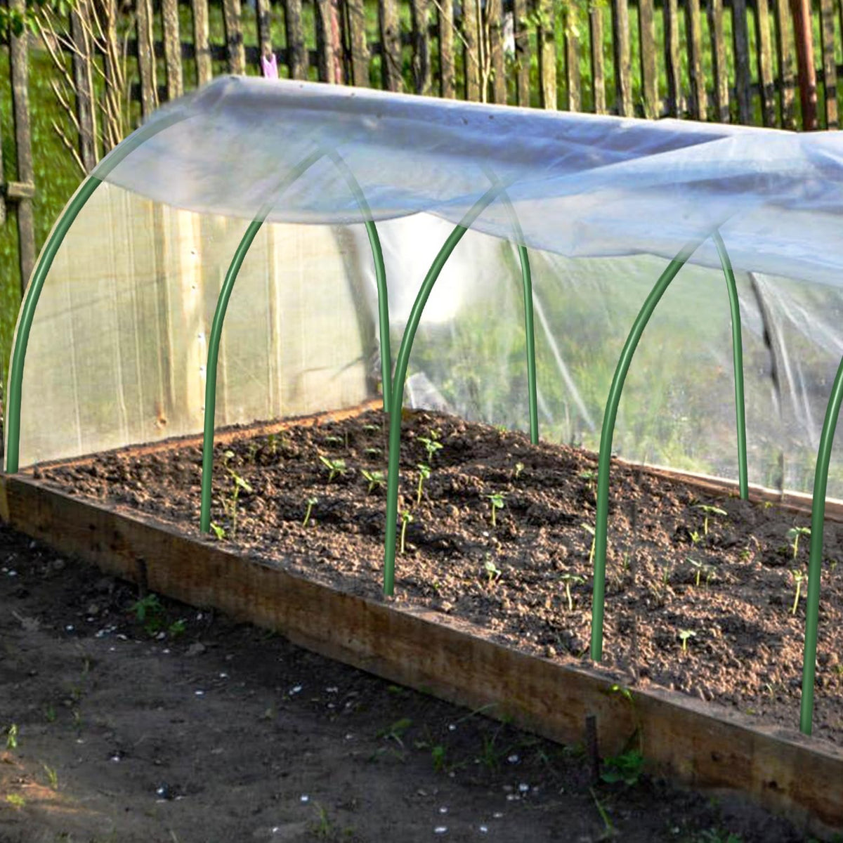 6Pcs Garden Hoops, 19.7"x23.6" Greenhouse Hoops Rust-Free Grow Tunnel, Garden Stake with Plastic Coated Plant Supports for Raised Beds Row Cover Garden Fabric