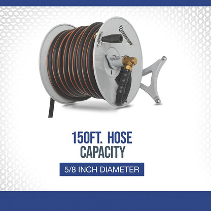 Wall-Mount Hose Reel, 5/8in. x 150ft. Hose, 150 PSI