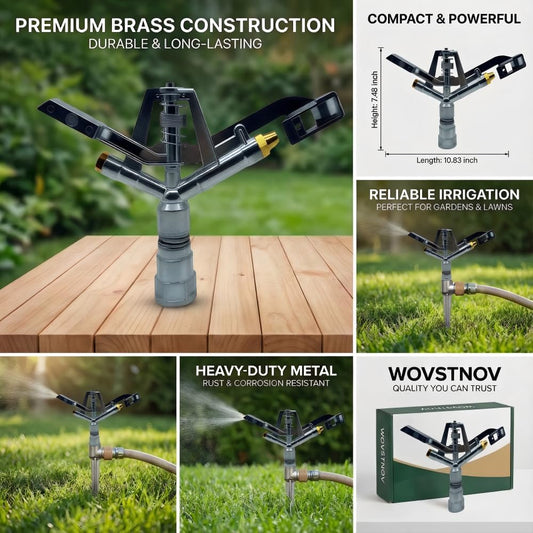 1inch Heavy Duty Impact Sprinkler Lawn Garden Sprinkler Nozzle（Spray Distance 98-130Feet） 0-360 Degree Large Area Coverage for Yard Lawn Grass Patio Garden Irrigation