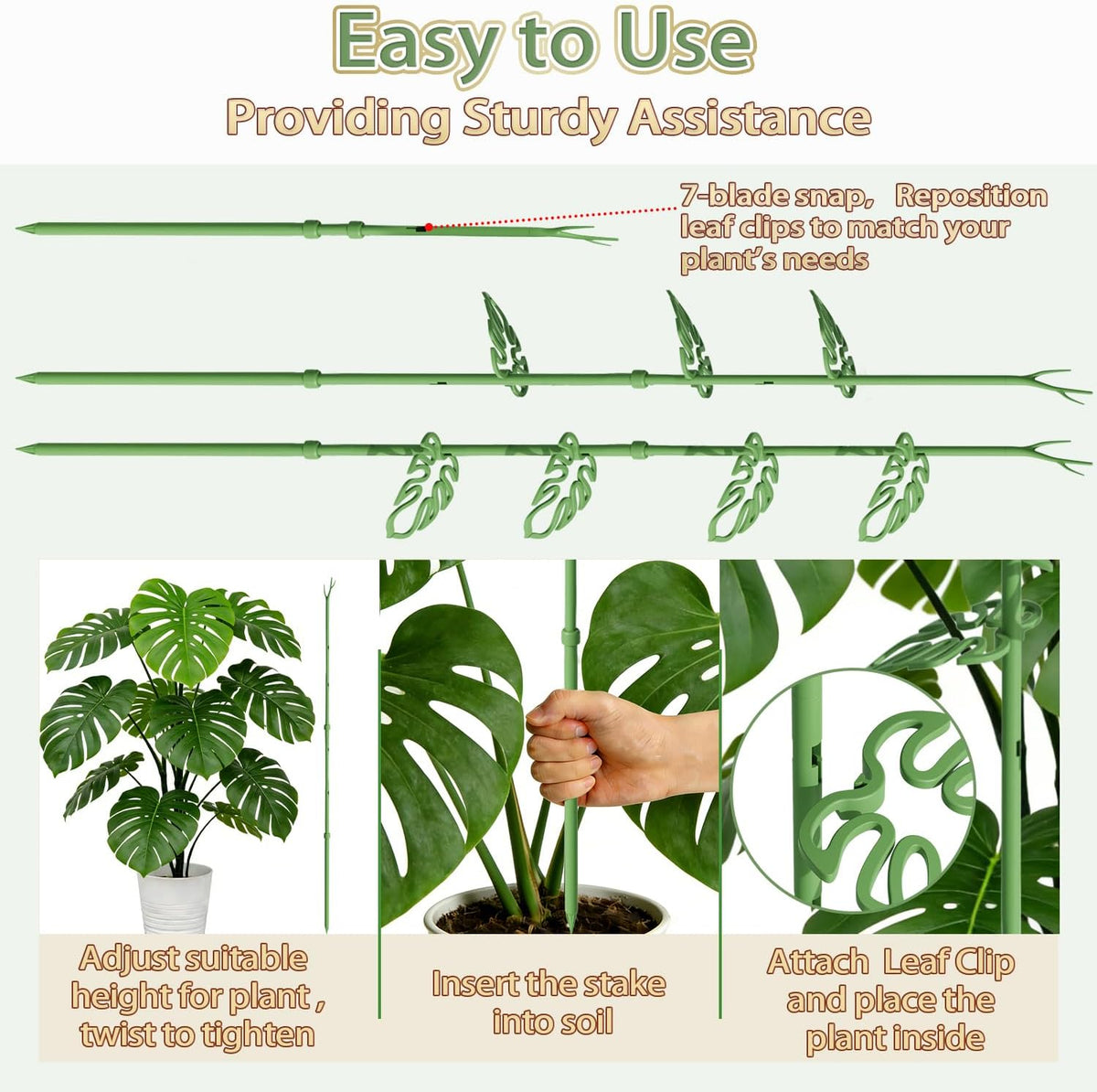 Telescoping Monstera Plant Support Stakes, Adjustable Climbing Plant Stakes