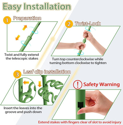 Telescoping Monstera Plant Support Stakes, Adjustable Climbing Plant Stakes
