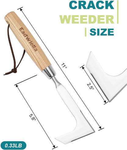 Dandelion & Crack Hand Weeder Puller with Solid Wood Handle