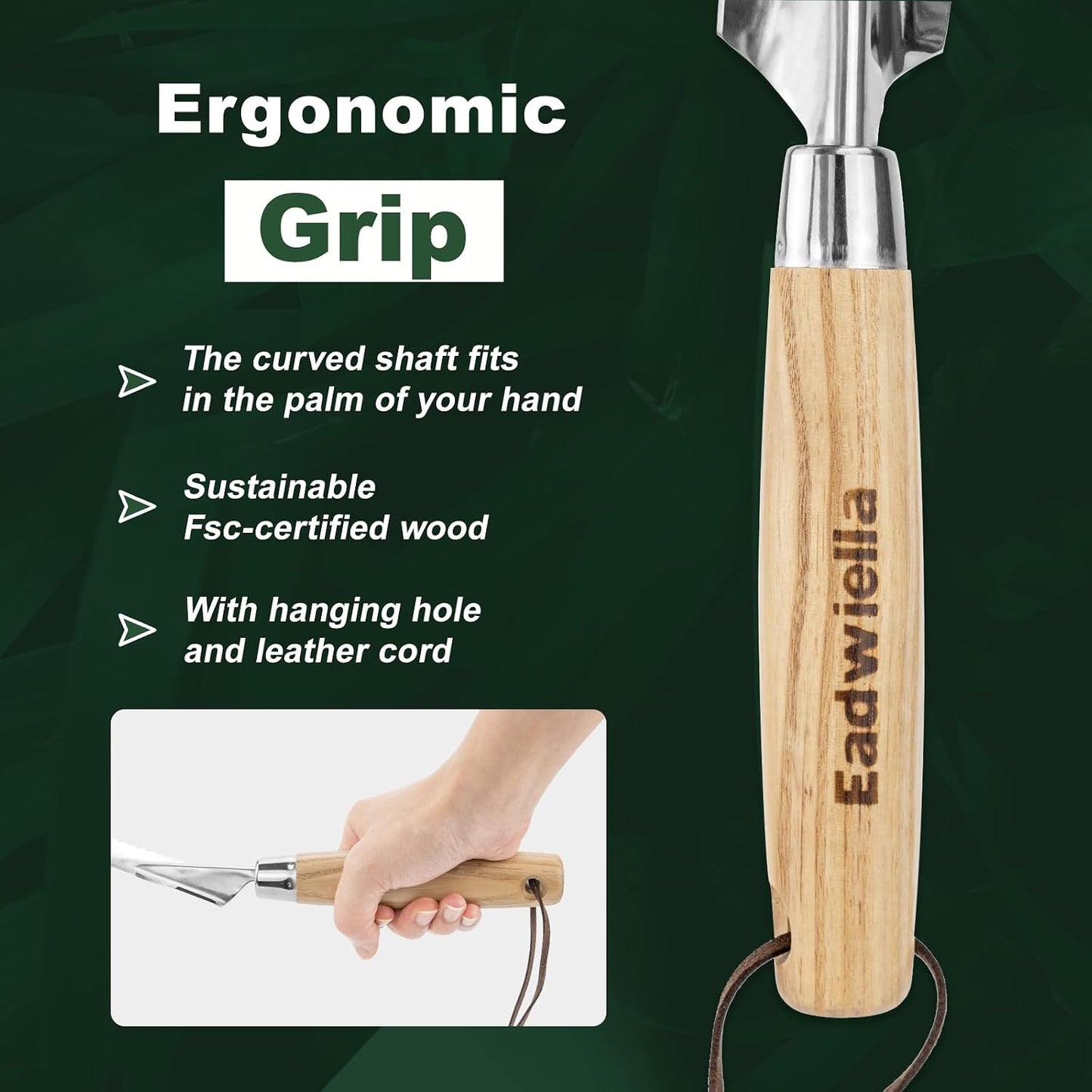 Dandelion & Crack Hand Weeder Puller with Solid Wood Handle
