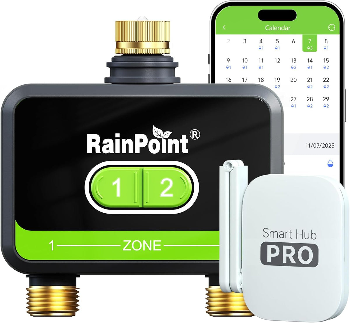 WiFi Water Timer for Garden Hose with Brass Inlet & Outlet, 2-Zone Smart Hose Timer, WiFi Irrigation Controller via APP/Voice Control, Automatic Sprinkler Watering System for Lawns and Yard