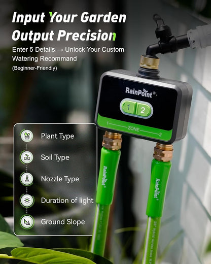 WiFi Water Timer for Garden Hose with Brass Inlet & Outlet, 2-Zone Smart Hose Timer, WiFi Irrigation Controller via APP/Voice Control, Automatic Sprinkler Watering System for Lawns and Yard