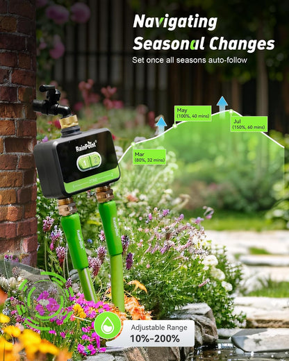 WiFi Water Timer for Garden Hose with Brass Inlet & Outlet, 2-Zone Smart Hose Timer, WiFi Irrigation Controller via APP/Voice Control, Automatic Sprinkler Watering System for Lawns and Yard