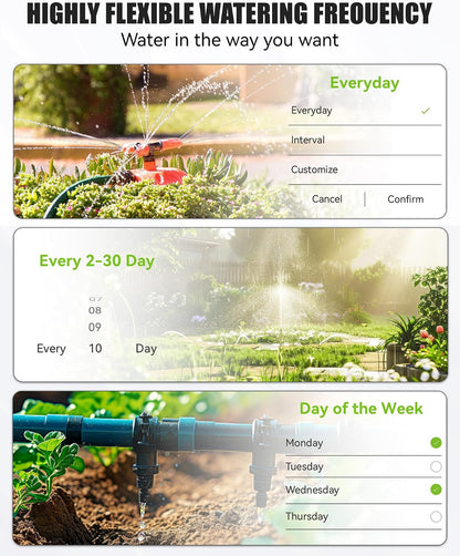 WiFi Water Timer for Garden Hose with Brass Inlet & Outlet, 2-Zone Smart Hose Timer, WiFi Irrigation Controller via APP/Voice Control, Automatic Sprinkler Watering System for Lawns and Yard
