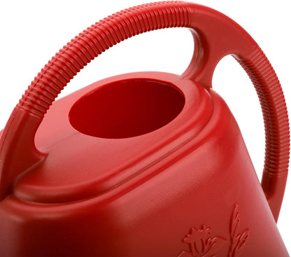 1-Gallon Plastic Watering Can with Comfortable Handle, Garden Watering Cans Long Spout for Indoor Outdoor Watering Plants, Burnt Red