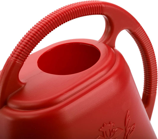 1-Gallon Plastic Watering Can with Comfortable Handle, Garden Watering Cans Long Spout for Indoor Outdoor Watering Plants, Burnt Red