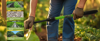 Telescopic Garden Rake, 27-40" Adjustable Hand Rake with 5 Metal Tines