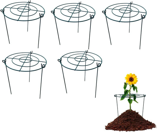 5 Pack 16"x24" Peony Cages Plant Support Stakes Grow Through Grid Grow Through Hoops, Metal Flower Plant Brace Support Ring for Heavy Blossom