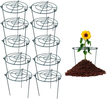 5 Pack 16"x24" Peony Cages Plant Support Stakes Grow Through Grid Grow Through Hoops, Metal Flower Plant Brace Support Ring for Heavy Blossom