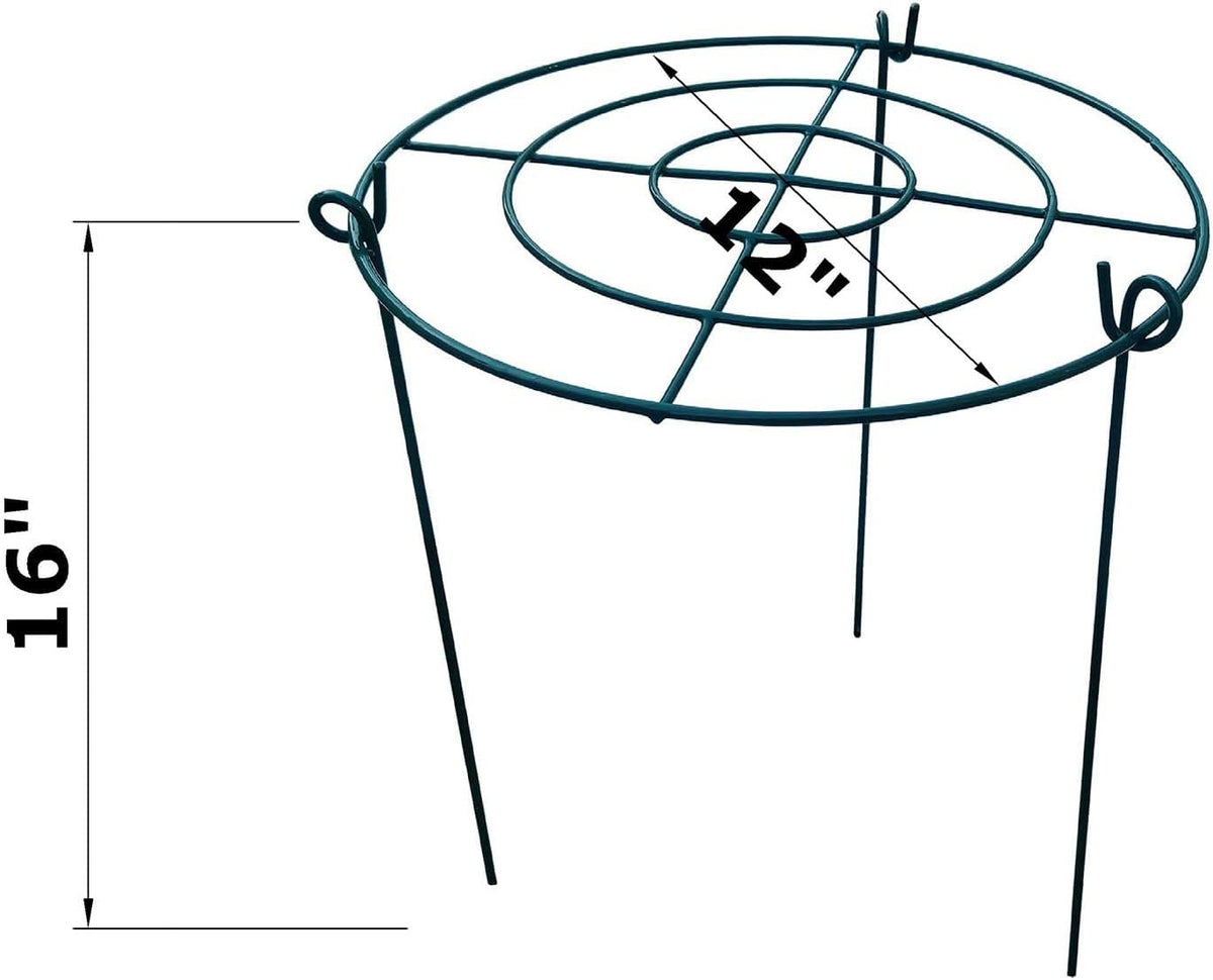 5 Pack 16"x24" Peony Cages Plant Support Stakes Grow Through Grid Grow Through Hoops, Metal Flower Plant Brace Support Ring for Heavy Blossom