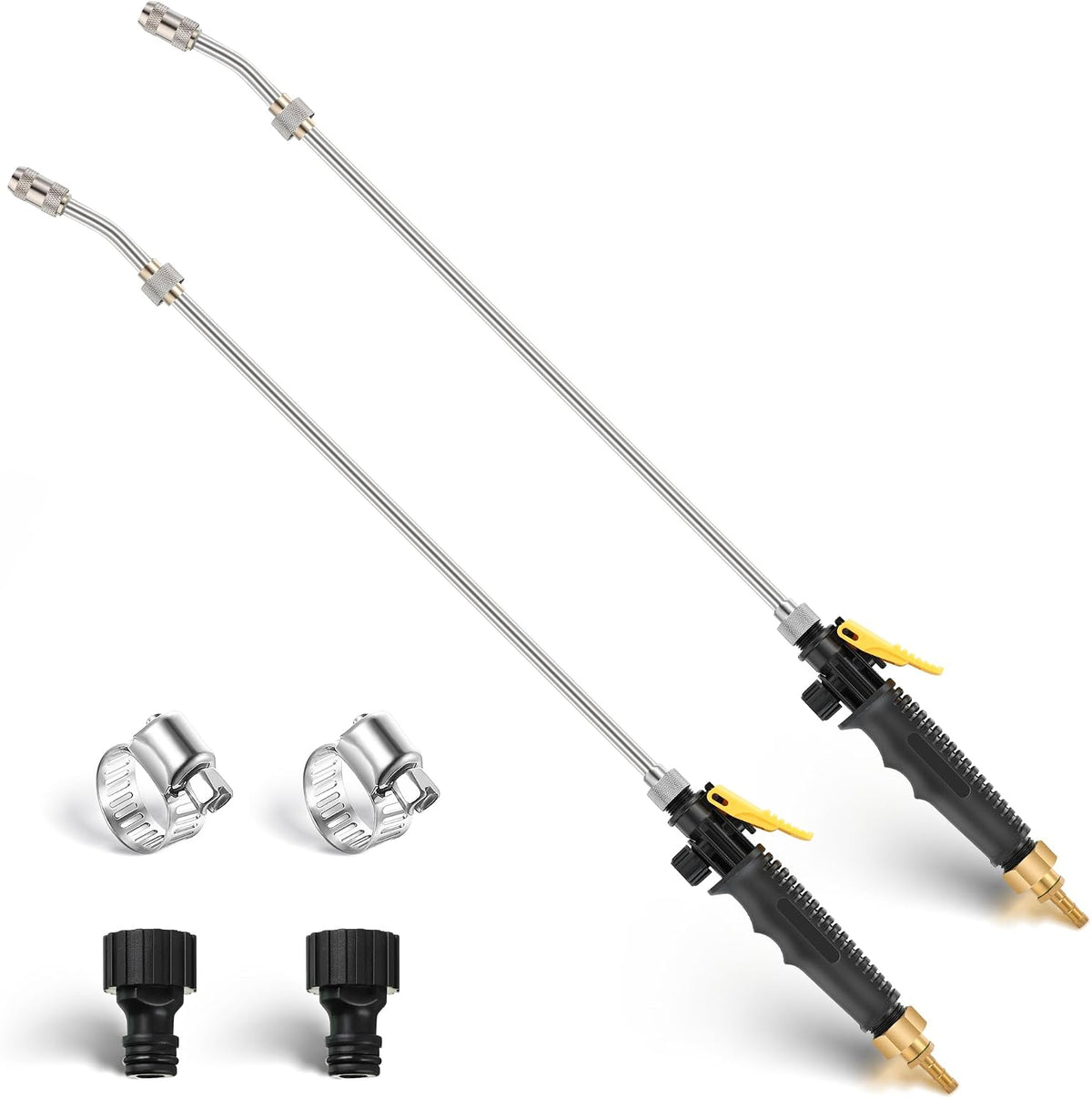 29 Inch Sprayer Wand Replacement Stainless Steel 3/8" Brass Barb Universal Water Spray Parts Metal Adjustable Nozzle Sprayer Wand with Shut off Valve(2 Set)