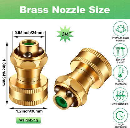 3 Pack Big Shot Brass Hose Nozzle Adjustable Twist,3/4 Inch