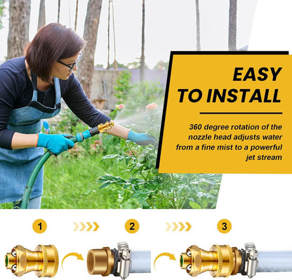 3 Pack Big Shot Brass Hose Nozzle Adjustable Twist,3/4 Inch